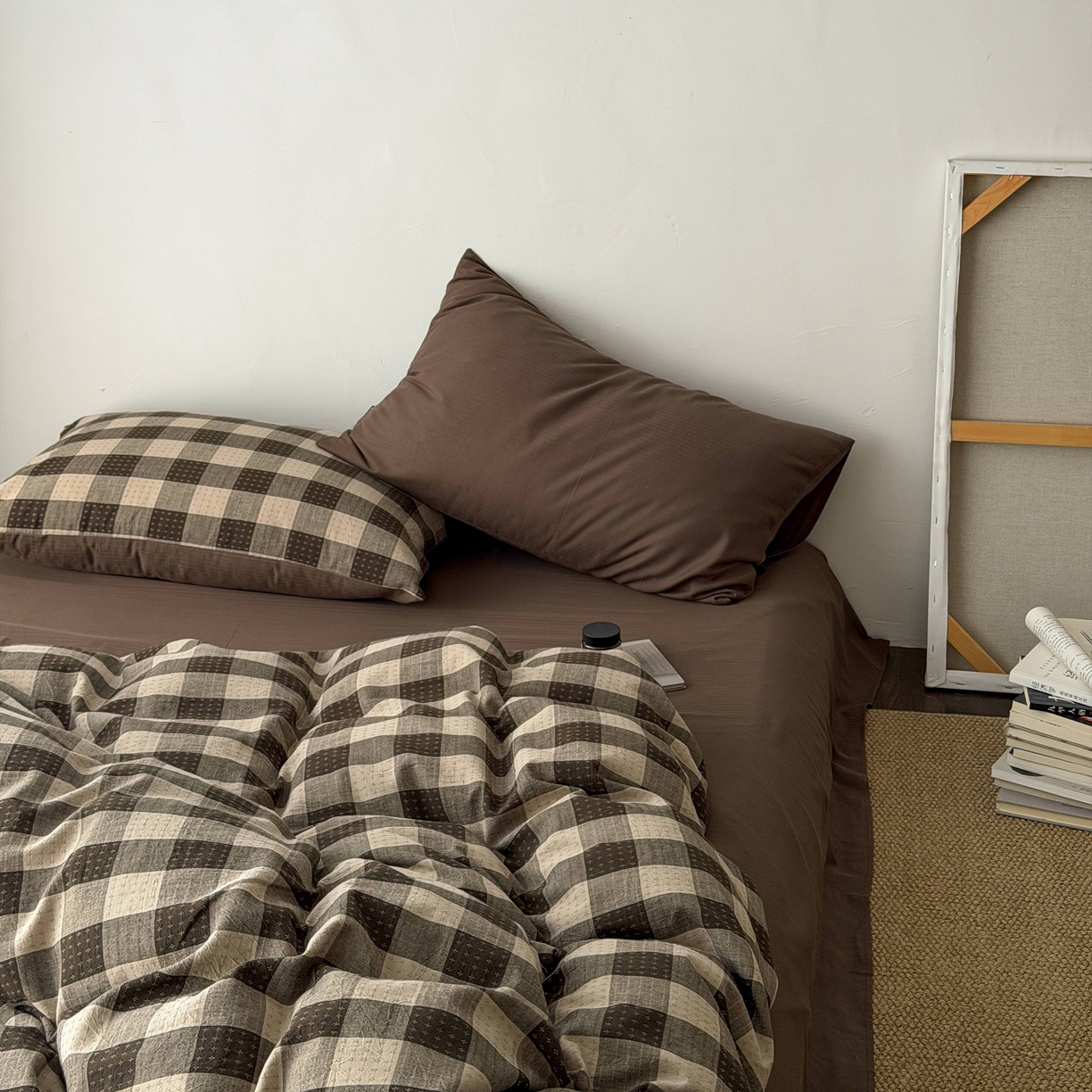 91家纺网 家纺一手货源 找家纺 蜜宿 2026新款全棉纯棉提花四件套-柏柏星光 柏柏星光-可可棕（枕套混搭）