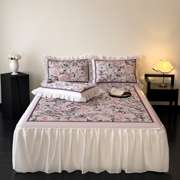 91家纺网 家纺一手货源 找家纺 （总）懒猫家纺 2026新款高精密冰丝雪纺床裙凉席