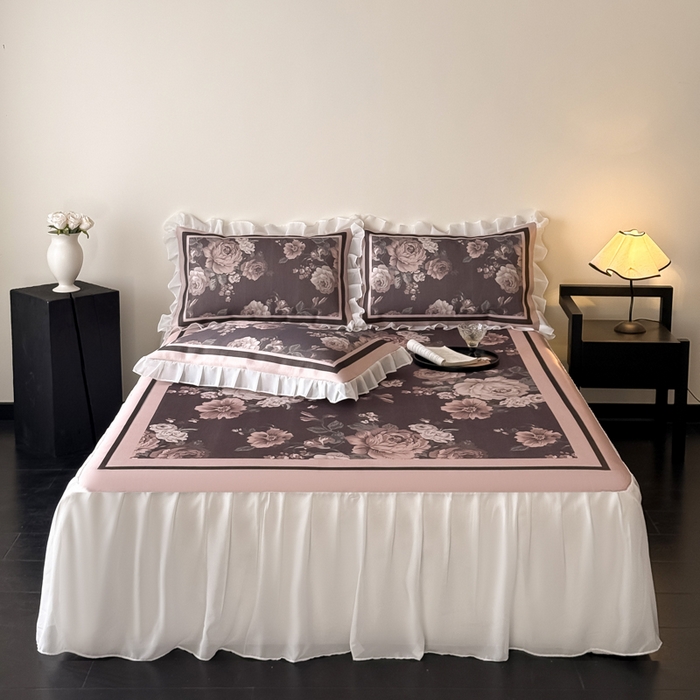 91家纺网 家纺一手货源 找家纺 （总）懒猫家纺 2026新款高精密冰丝雪纺床裙凉席