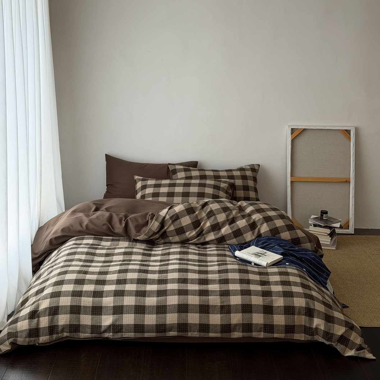 91家纺网 家纺一手货源 找家纺 蜜宿 2026新款全棉纯棉提花四件套-柏柏星光 柏柏星光-可可棕（枕套混搭）