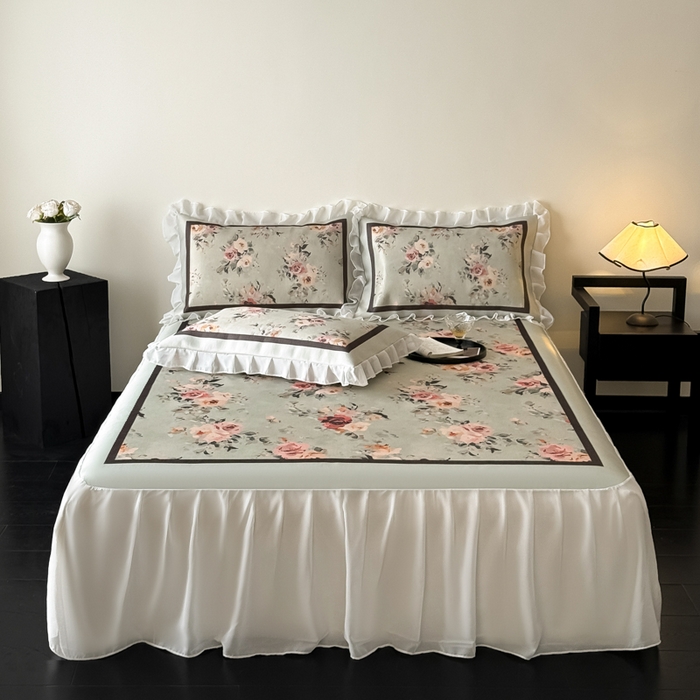 91家纺网 家纺一手货源 找家纺 （总）懒猫家纺 2026新款高精密冰丝雪纺床裙凉席