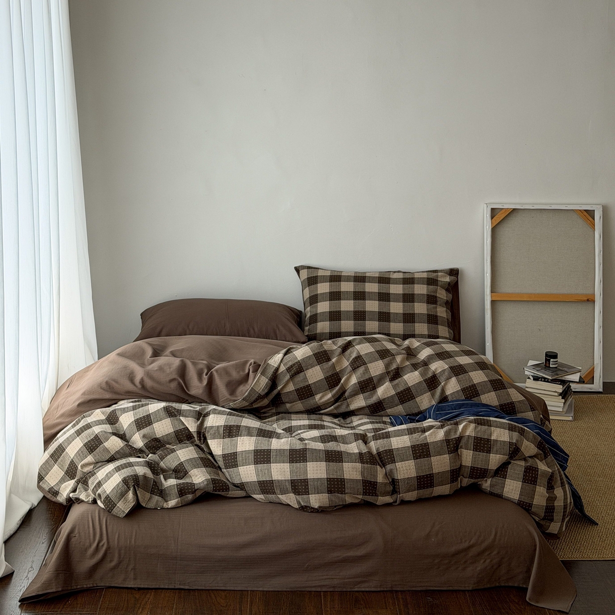 91家纺网 家纺一手货源 找家纺 蜜宿 2026新款全棉纯棉提花四件套-柏柏星光 柏柏星光-可可棕（枕套混搭）