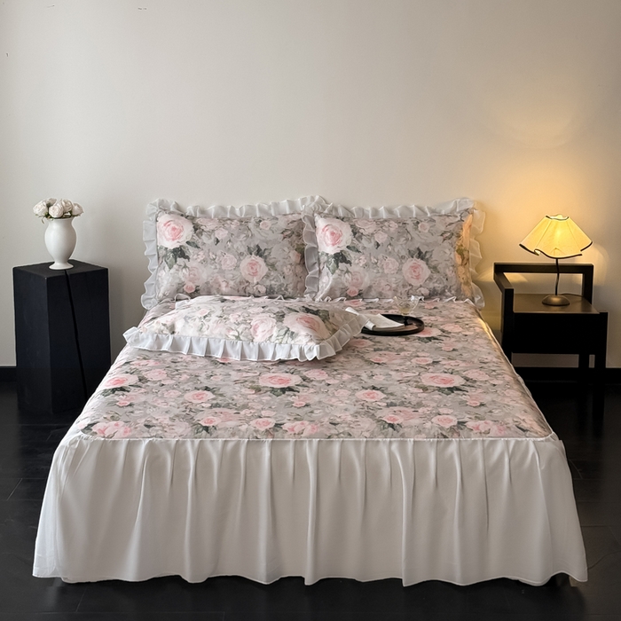 91家纺网 家纺一手货源 找家纺 （总）懒猫家纺 2026新款高精密冰丝雪纺床裙凉席