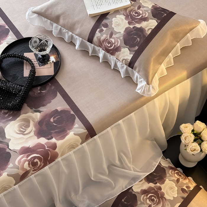 91家纺网 家纺一手货源 找家纺 懒猫家纺 2026新款高精密冰丝雪纺床裙凉席 风华