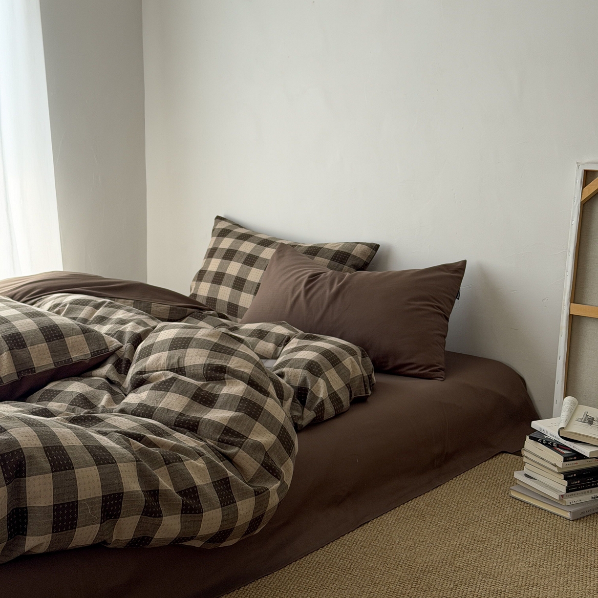 91家纺网 家纺一手货源 找家纺 蜜宿 2026新款全棉纯棉提花四件套-柏柏星光 柏柏星光-可可棕（枕套同色）