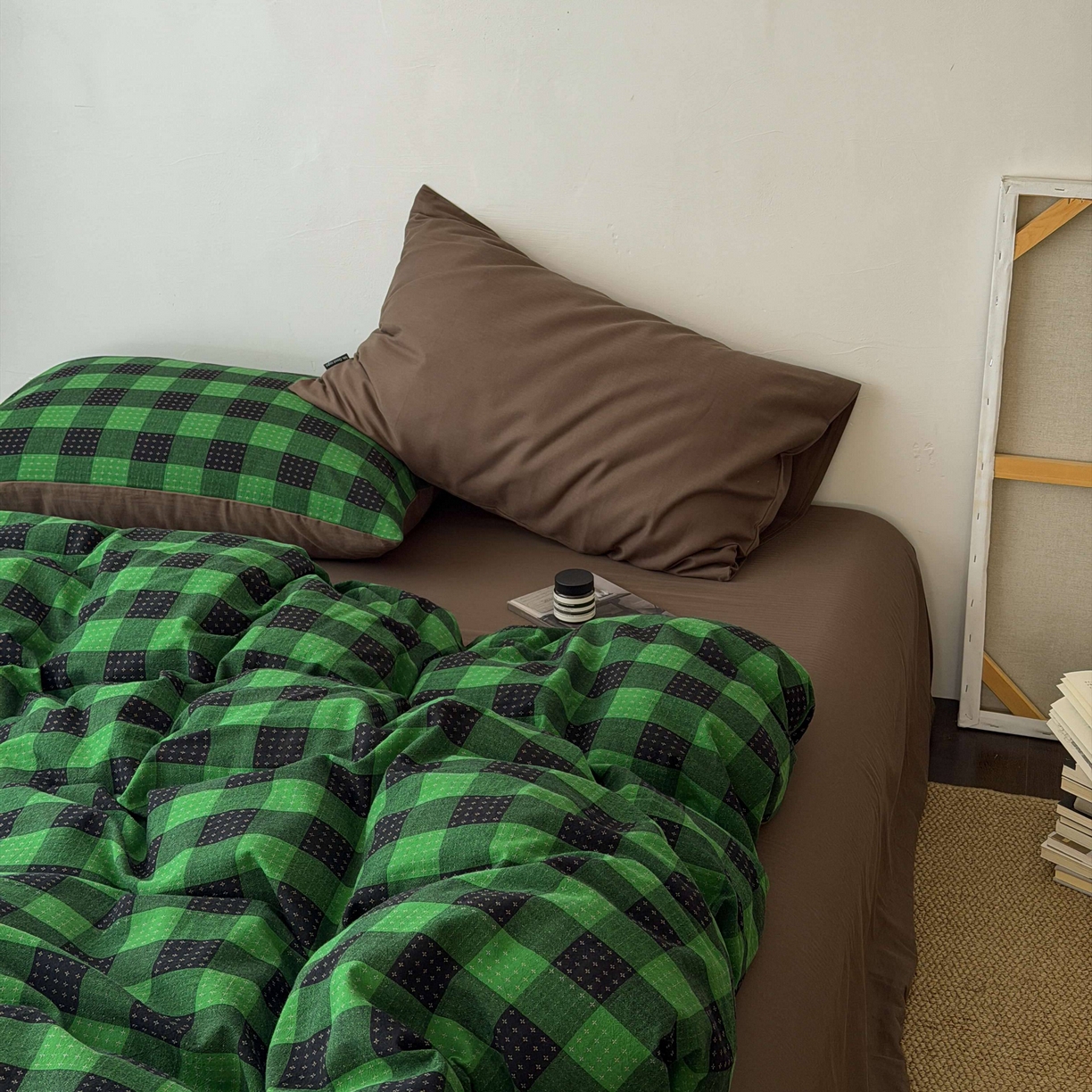 91家纺网 家纺一手货源 找家纺 蜜宿 2026新款全棉纯棉提花四件套-柏柏星光 柏柏星光-森林绿（枕套同色）