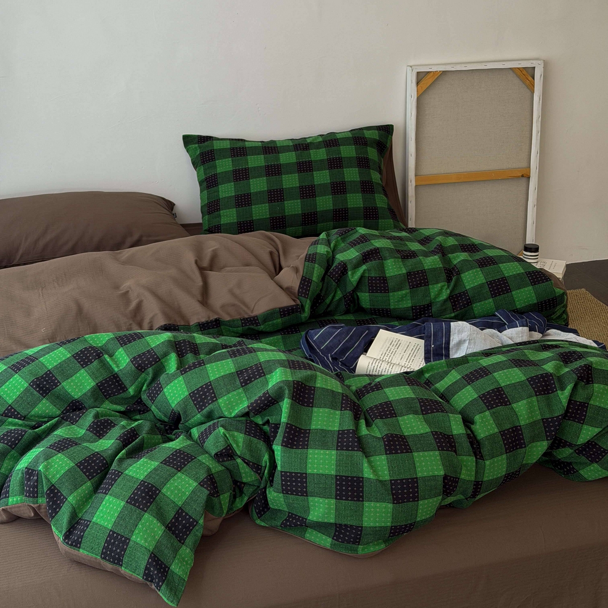 91家纺网 家纺一手货源 找家纺 蜜宿 2026新款全棉纯棉提花四件套-柏柏星光 柏柏星光-森林绿（枕套同色）