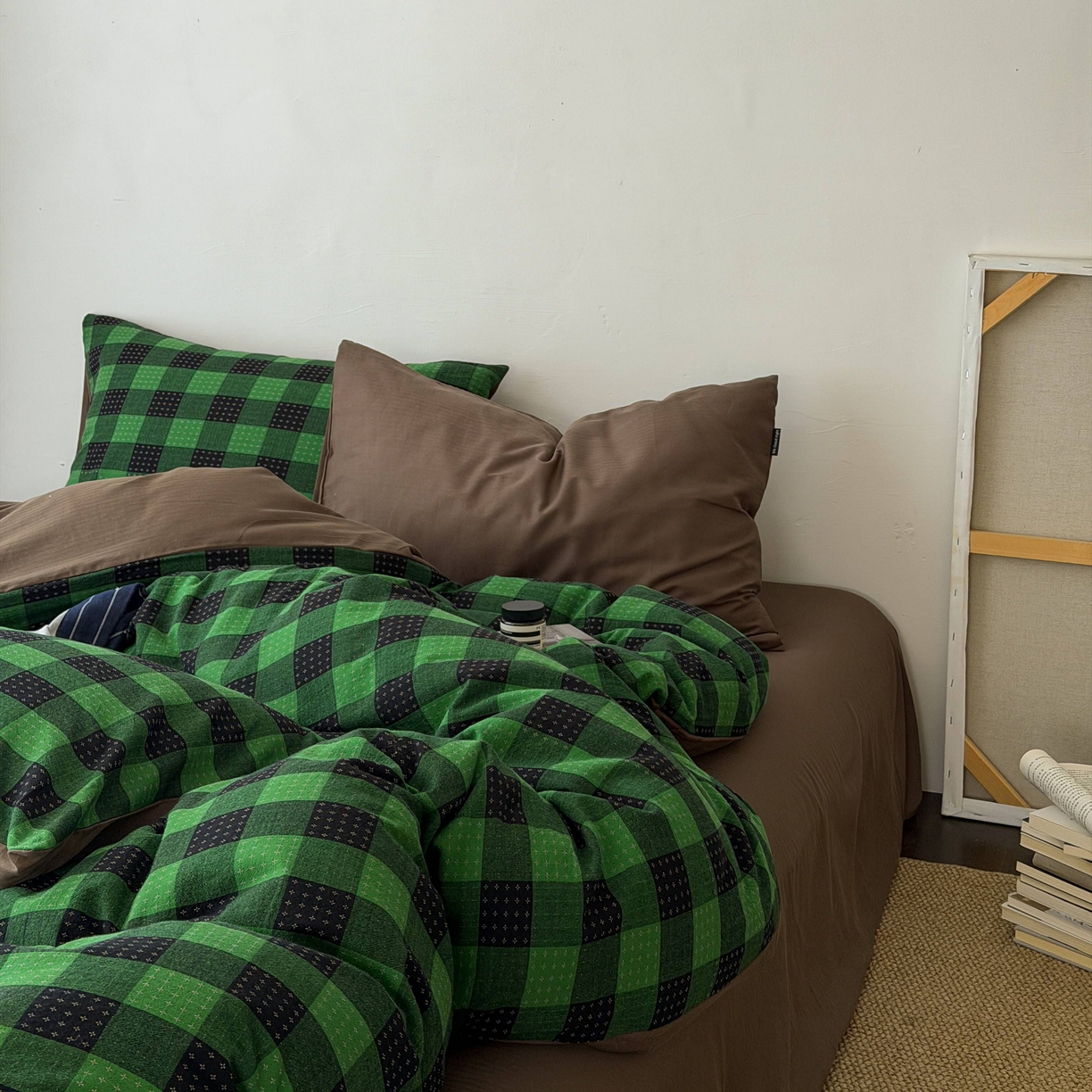 91家纺网 家纺一手货源 找家纺 蜜宿 2026新款全棉纯棉提花四件套-柏柏星光 柏柏星光-森林绿（枕套同色）