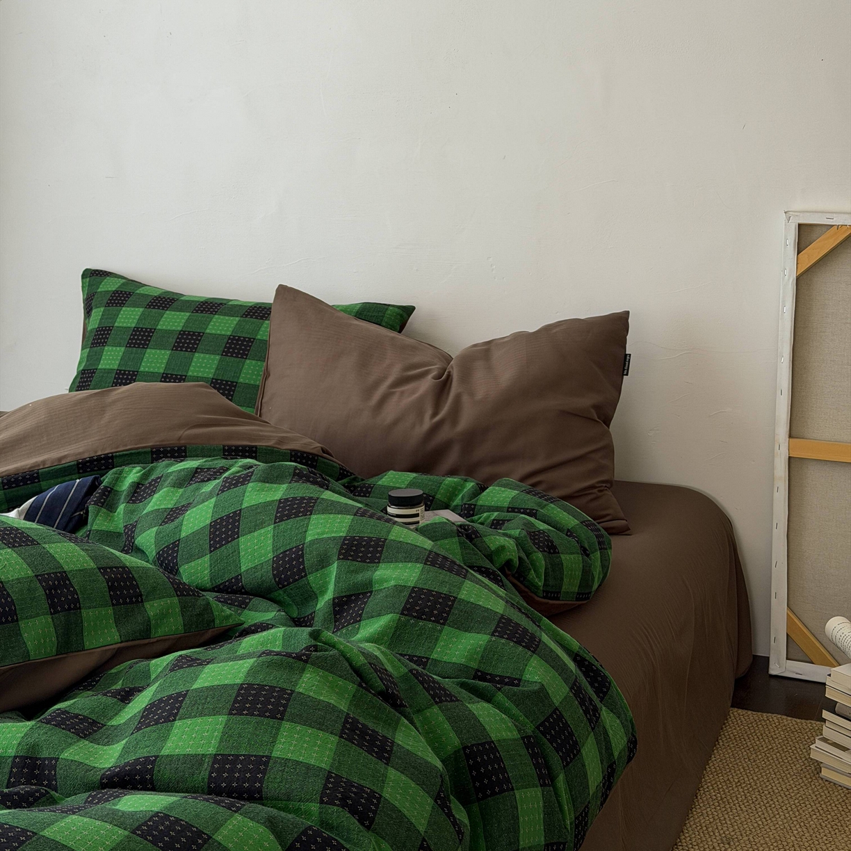 91家纺网 家纺一手货源 找家纺 蜜宿 2026新款全棉纯棉提花四件套-柏柏星光 柏柏星光-森林绿（枕套同色）