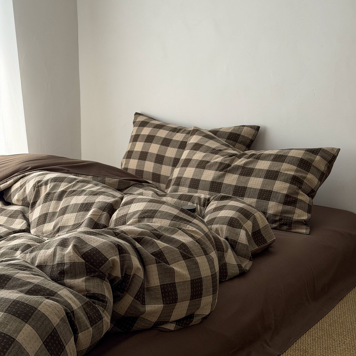 91家纺网 家纺一手货源 找家纺 蜜宿 2026新款全棉纯棉提花四件套-柏柏星光 柏柏星光-可可棕（枕套同色）