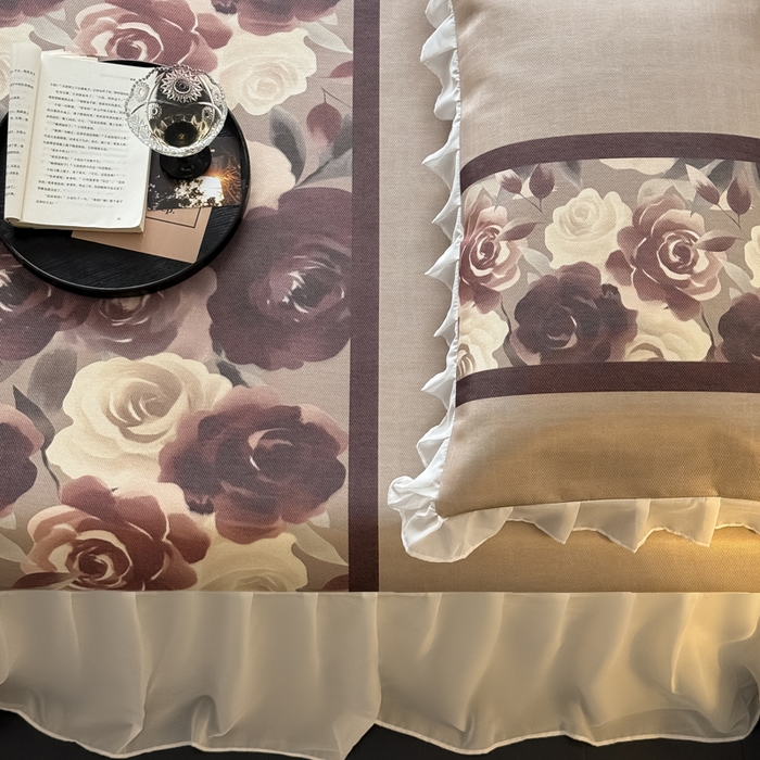 91家纺网 家纺一手货源 找家纺 懒猫家纺 2026新款高精密冰丝雪纺床裙凉席 风华