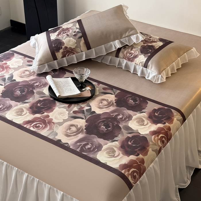 91家纺网 家纺一手货源 找家纺 懒猫家纺 2026新款高精密冰丝雪纺床裙凉席 风华