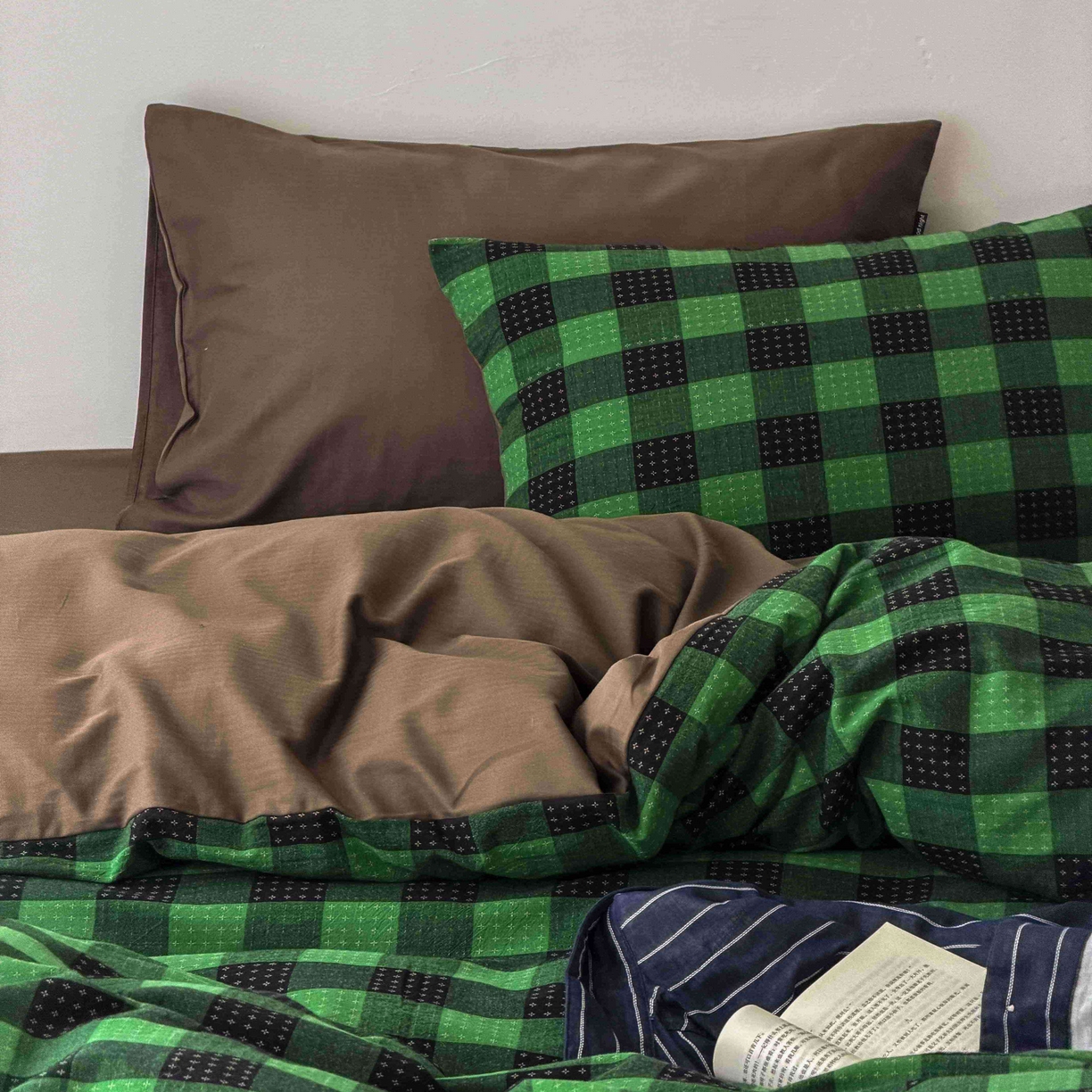 91家纺网 家纺一手货源 找家纺 蜜宿 2026新款全棉纯棉提花四件套-柏柏星光 柏柏星光-森林绿（枕套同色）