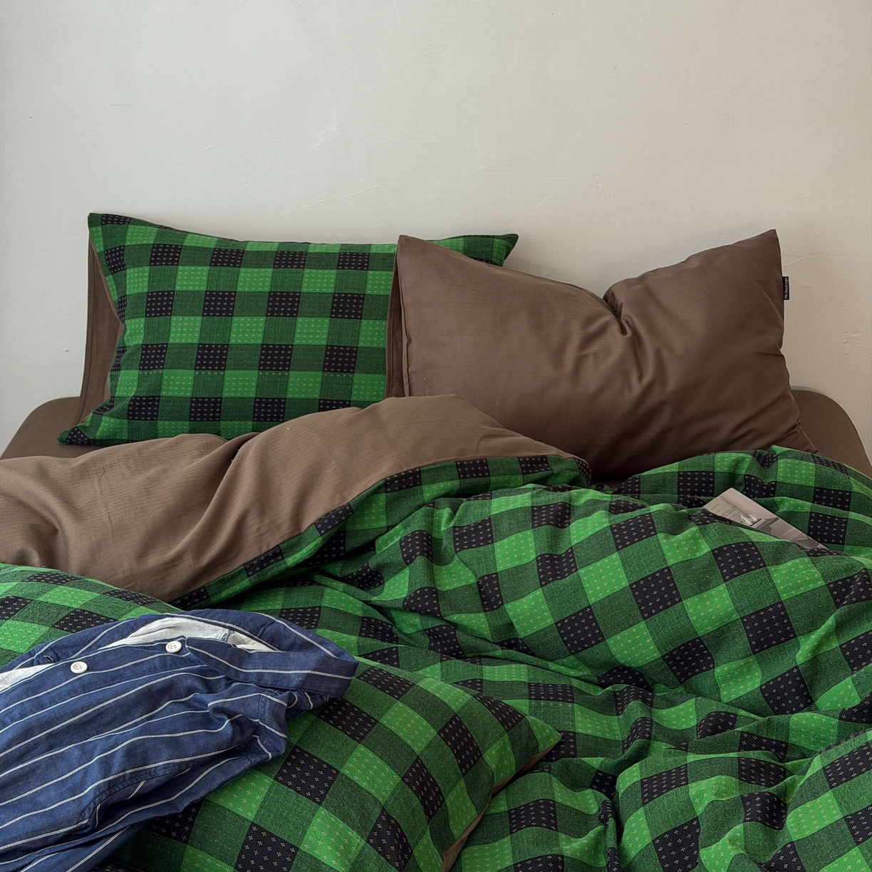 91家纺网 家纺一手货源 找家纺 蜜宿 2026新款全棉纯棉提花四件套-柏柏星光 柏柏星光-森林绿（枕套同色）