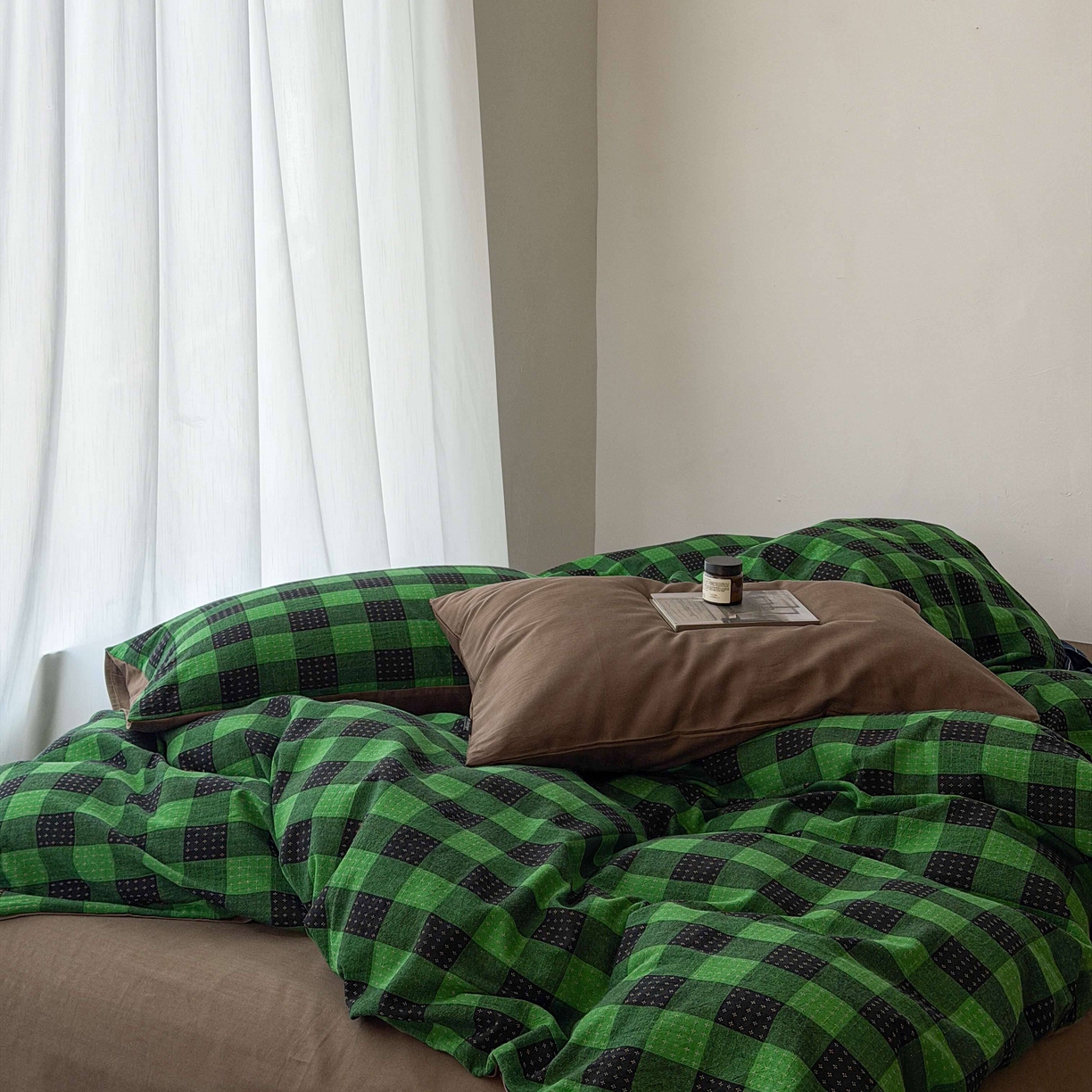 91家纺网 家纺一手货源 找家纺 蜜宿 2026新款全棉纯棉提花四件套-柏柏星光 柏柏星光-森林绿（枕套混搭）