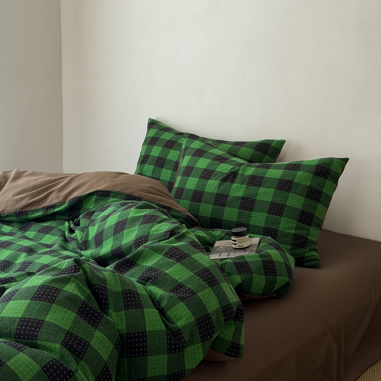 91家纺网 家纺一手货源 找家纺 蜜宿 2026新款全棉纯棉提花四件套-柏柏星光 柏柏星光-森林绿（枕套同色）