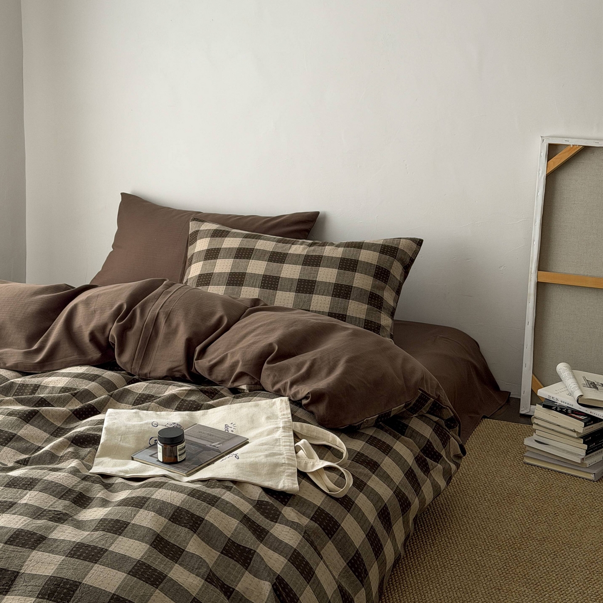 91家纺网 家纺一手货源 找家纺 蜜宿 2026新款全棉纯棉提花四件套-柏柏星光 柏柏星光-可可棕（枕套同色）