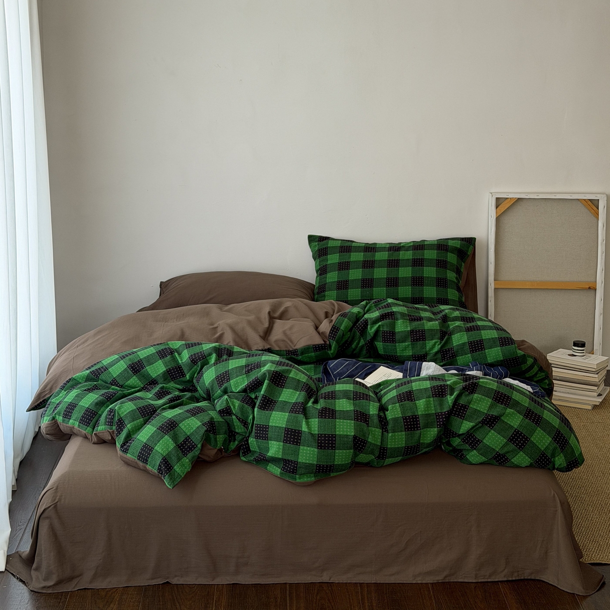 91家纺网 家纺一手货源 找家纺 蜜宿 2026新款全棉纯棉提花四件套-柏柏星光 柏柏星光-森林绿（枕套同色）