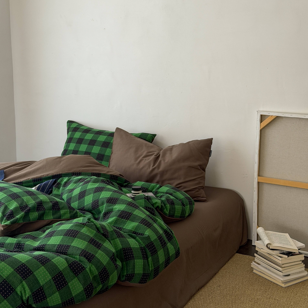 91家纺网 家纺一手货源 找家纺 蜜宿 2026新款全棉纯棉提花四件套-柏柏星光 柏柏星光-森林绿（枕套同色）