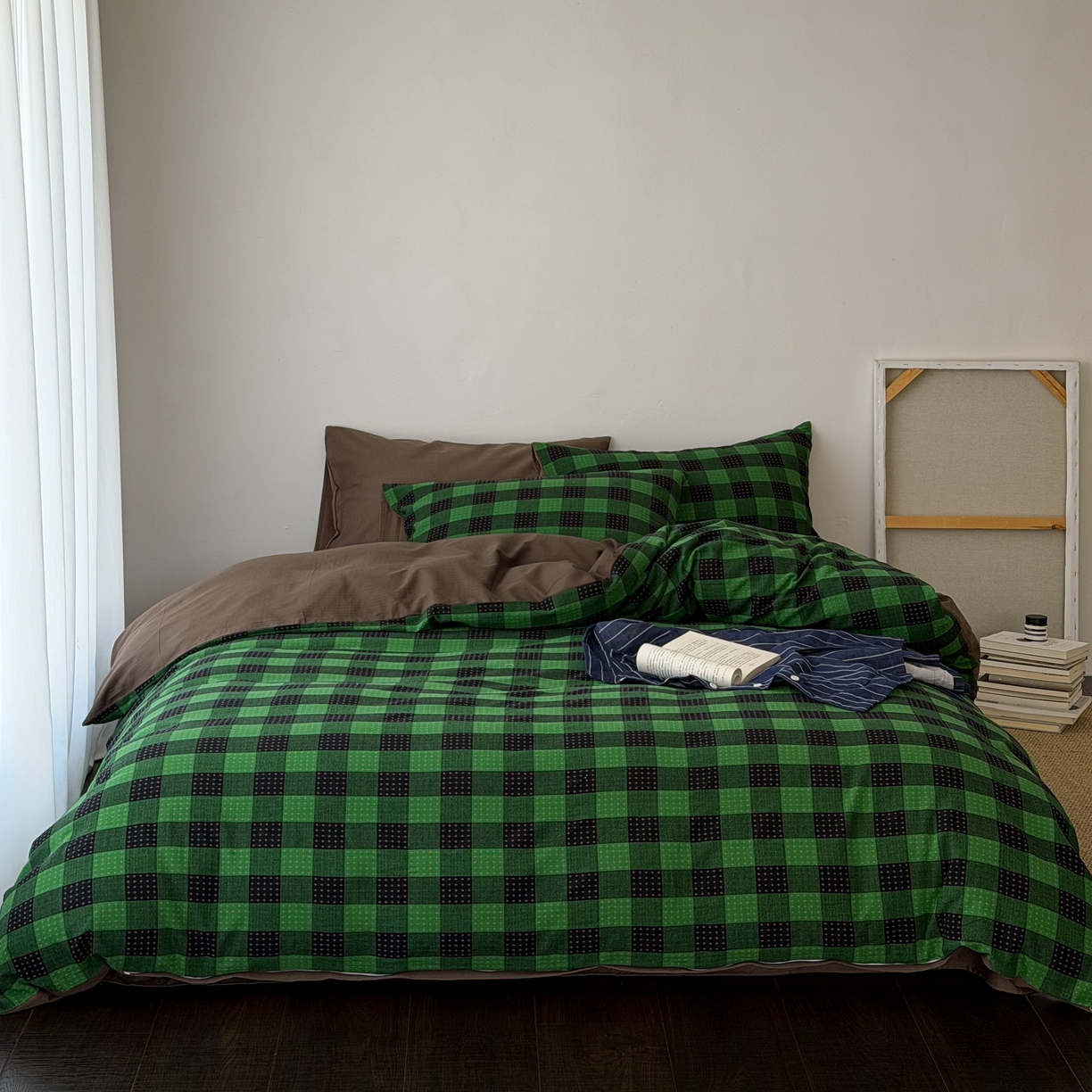 91家纺网 家纺一手货源 找家纺 蜜宿 2026新款全棉纯棉提花四件套-柏柏星光 柏柏星光-森林绿（枕套混搭）