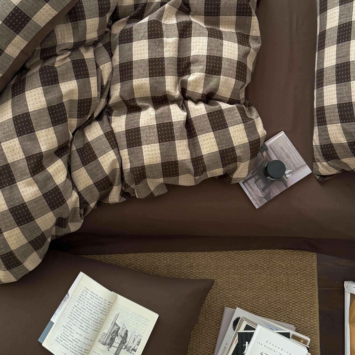 91家纺网 家纺一手货源 找家纺 蜜宿 2026新款全棉纯棉提花四件套-柏柏星光 柏柏星光-可可棕（枕套同色）