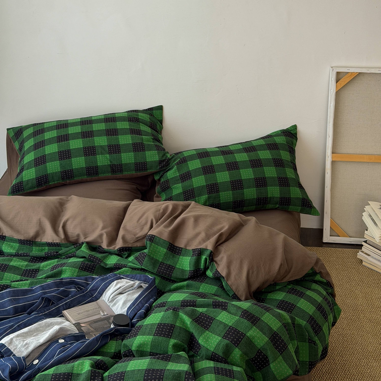 91家纺网 家纺一手货源 找家纺 蜜宿 2026新款全棉纯棉提花四件套-柏柏星光 柏柏星光-森林绿（枕套混搭）