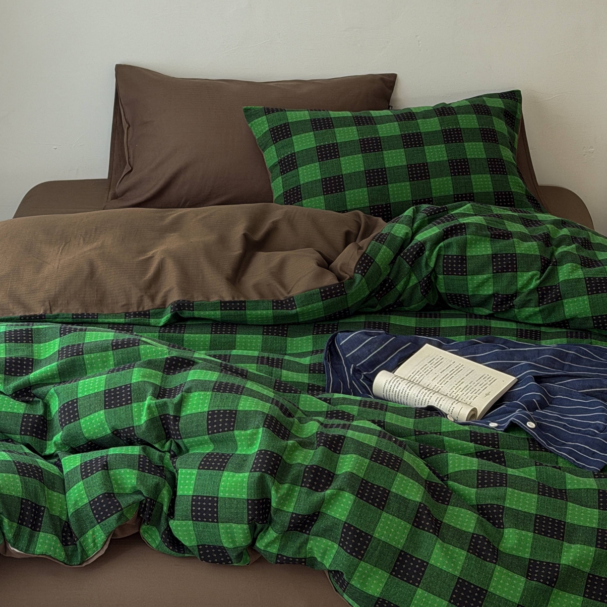 91家纺网 家纺一手货源 找家纺 蜜宿 2026新款全棉纯棉提花四件套-柏柏星光 柏柏星光-森林绿（枕套混搭）