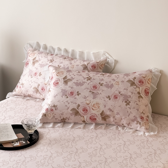 91家纺网 家纺一手货源 找家纺 懒猫家纺 2026新款高精密冰丝雪纺床裙凉席 花田