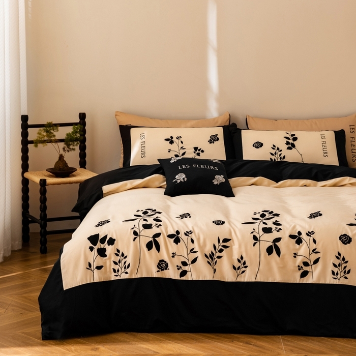 91家纺网 家纺一手货源 找家纺 （总）波比可可 2026新款50s长绒棉纯棉全棉居家轻奢四件套-款式二