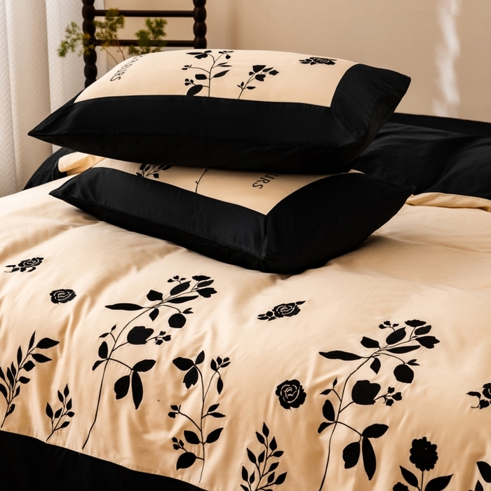 91家纺网 家纺一手货源 找家纺 （总）波比可可 2026新款50s长绒棉纯棉全棉居家轻奢四件套-款式二