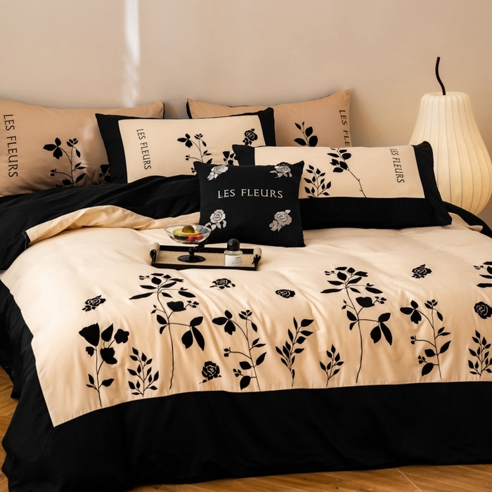 91家纺网 家纺一手货源 找家纺 （总）波比可可 2026新款50s长绒棉纯棉全棉居家轻奢四件套-款式二