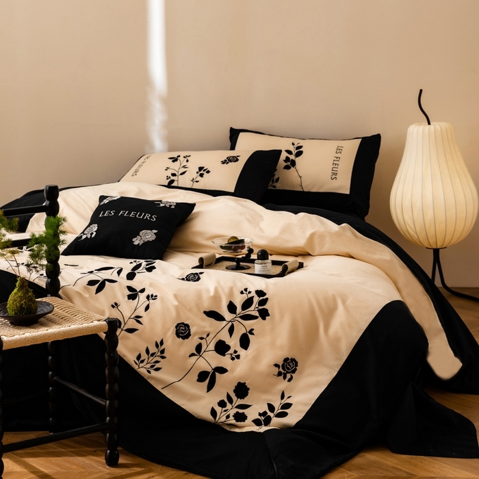 91家纺网 家纺一手货源 找家纺 （总）波比可可 2026新款50s长绒棉纯棉全棉居家轻奢四件套-款式二