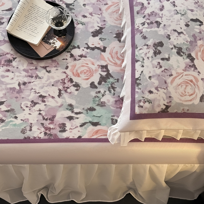 91家纺网 家纺一手货源 找家纺 懒猫家纺 2026新款高精密冰丝雪纺床裙凉席 解语花