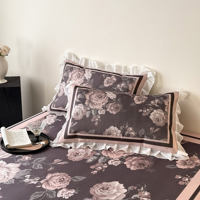 91家纺网 家纺一手货源 找家纺 懒猫家纺 2026新款高精密冰丝雪纺床裙凉席 阑夜