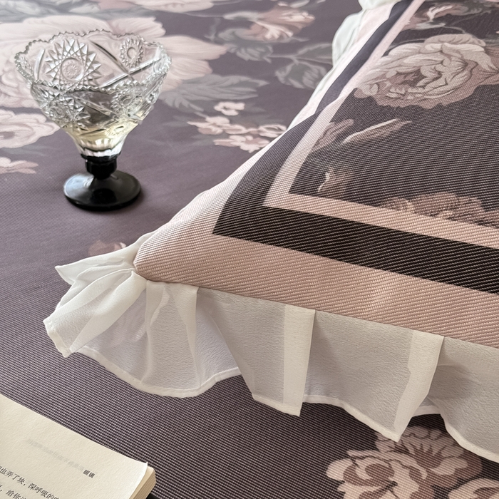 91家纺网 家纺一手货源 找家纺 懒猫家纺 2026新款高精密冰丝雪纺床裙凉席 阑夜