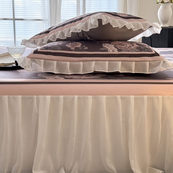 91家纺网 家纺一手货源 找家纺 懒猫家纺 2026新款高精密冰丝雪纺床裙凉席 阑夜