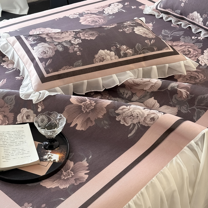 91家纺网 家纺一手货源 找家纺 懒猫家纺 2026新款高精密冰丝雪纺床裙凉席 阑夜