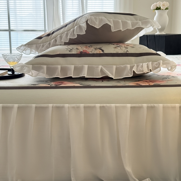 91家纺网 家纺一手货源 找家纺 懒猫家纺 2026新款高精密冰丝雪纺床裙凉席 流年