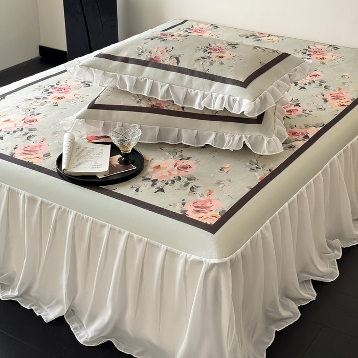 91家纺网 家纺一手货源 找家纺 懒猫家纺 2026新款高精密冰丝雪纺床裙凉席 流年