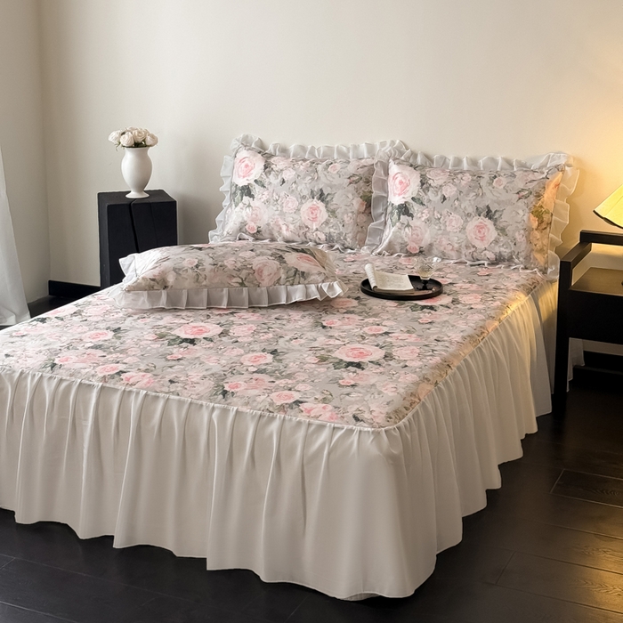 91家纺网 家纺一手货源 找家纺 懒猫家纺 2026新款高精密冰丝雪纺床裙凉席 玉瑾