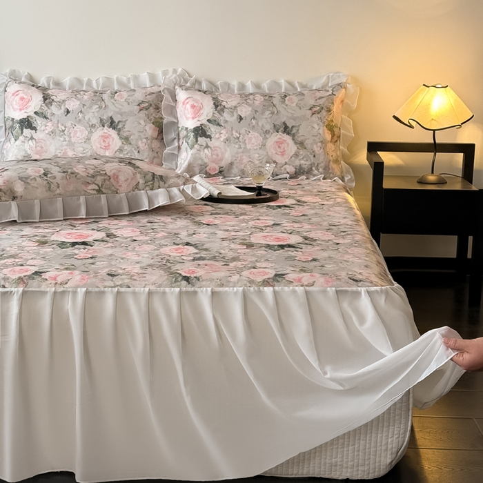 91家纺网 家纺一手货源 找家纺 懒猫家纺 2026新款高精密冰丝雪纺床裙凉席 玉瑾