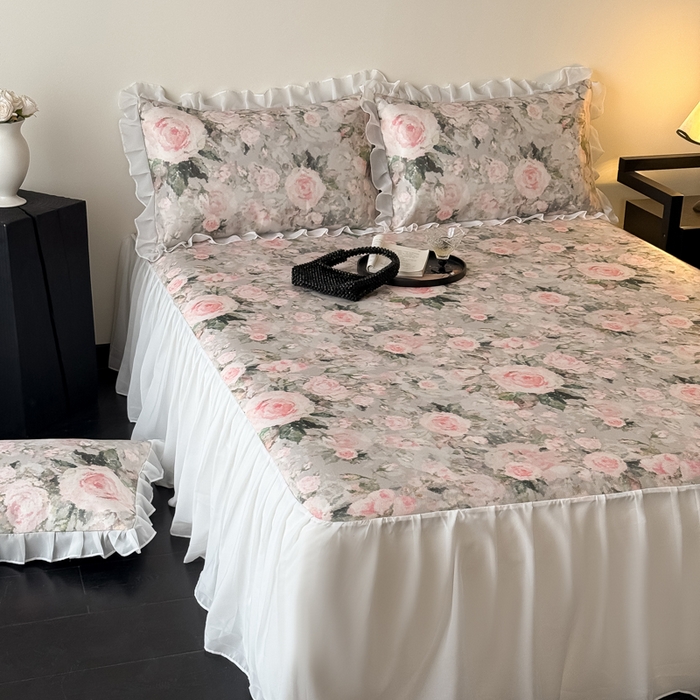 91家纺网 家纺一手货源 找家纺 懒猫家纺 2026新款高精密冰丝雪纺床裙凉席 玉瑾