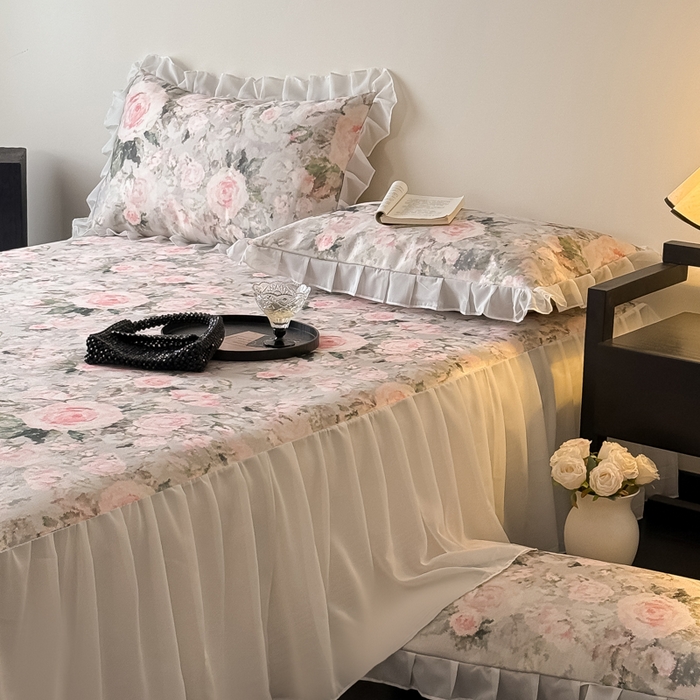 91家纺网 家纺一手货源 找家纺 懒猫家纺 2026新款高精密冰丝雪纺床裙凉席 玉瑾