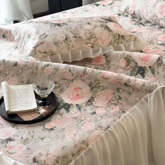 91家纺网 家纺一手货源 找家纺 懒猫家纺 2026新款高精密冰丝雪纺床裙凉席 玉瑾