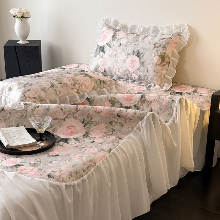 91家纺网 家纺一手货源 找家纺 懒猫家纺 2026新款高精密冰丝雪纺床裙凉席 玉瑾