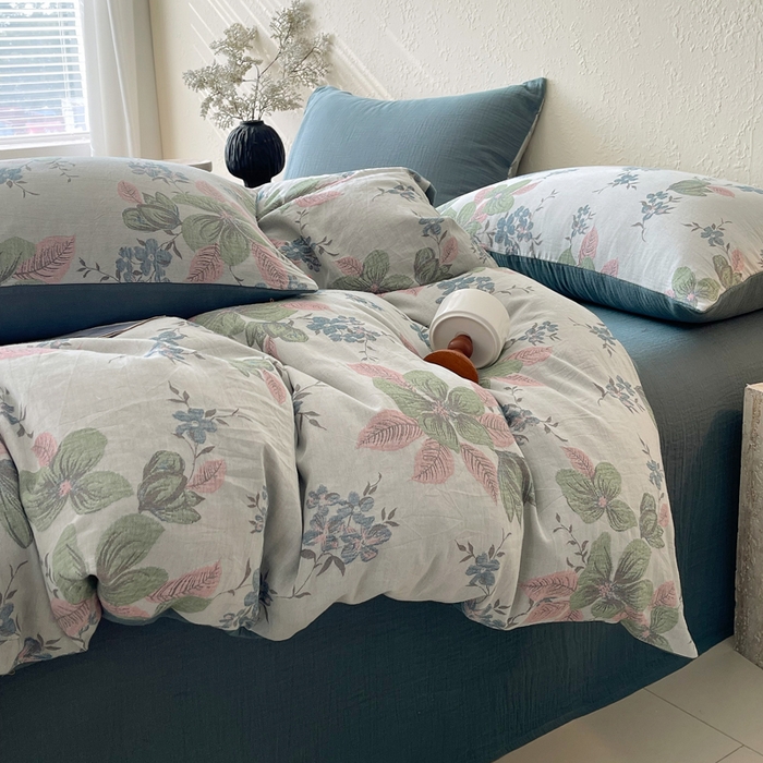 91家纺网 家纺一手货源 找家纺 春皖家纺 2026新款全棉纯棉拉链款双层纱四件套 绮帐-粉