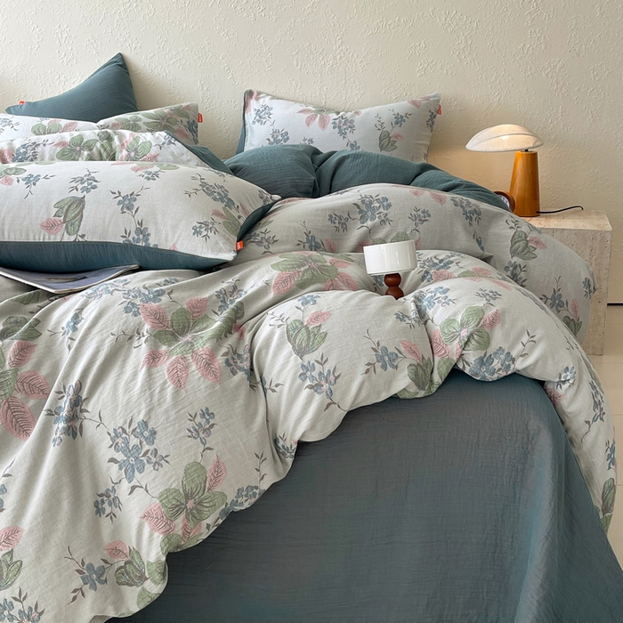 91家纺网 家纺一手货源 找家纺 春皖家纺 2026新款全棉纯棉拉链款双层纱四件套 绮帐-粉