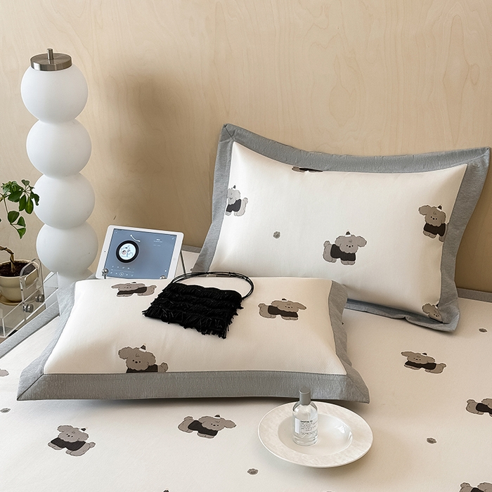 91家纺网 家纺一手货源 找家纺 懒猫家纺 2026新款高精密冰丝抗菌防螨床席床笠凉席 快乐小狗床席