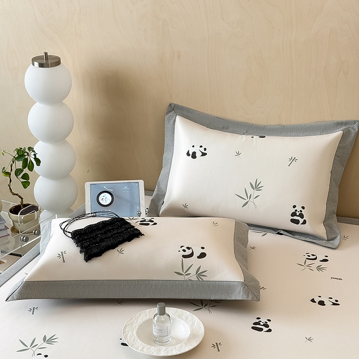 91家纺网 家纺一手货源 找家纺 懒猫家纺 2026新款高精密冰丝抗菌防螨床席床笠凉席 熊猫乐园-白床席