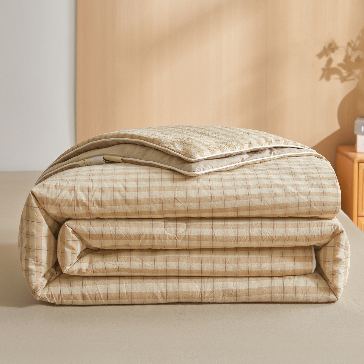 金喜 2026新款A类全棉色织水洗棉夏被夏凉被 朵拉咖